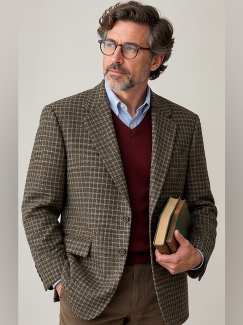 Joseph Abboud Nordstrom 100% Wool Plaid Blazer Made USA, Dark Academia, 44R